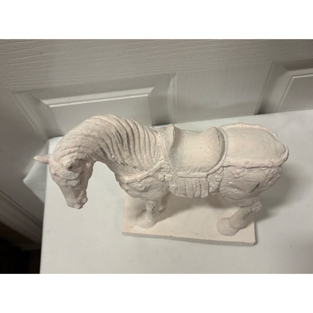 White Horse Sculpture Equestrian Decor Carved Wood Gesso Chinoiserie Statue - Picture 15 of 15